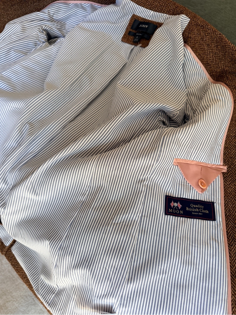 J.Crew Bristol Blazer Hazelnut English Wool Herringbone Double Breasted NWOT 0 - Picture 7 of 10